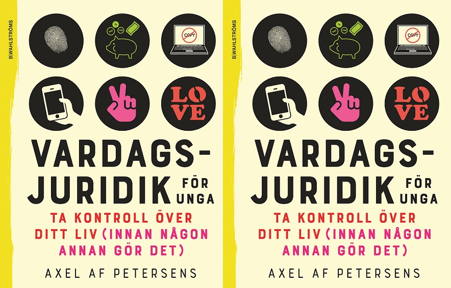 Bokens omslag, där titeln står tillsammans med flera ikoner till exempel en ikon med en mobil.