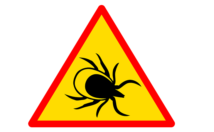 En trekantig varningsskylt med en fästing på.