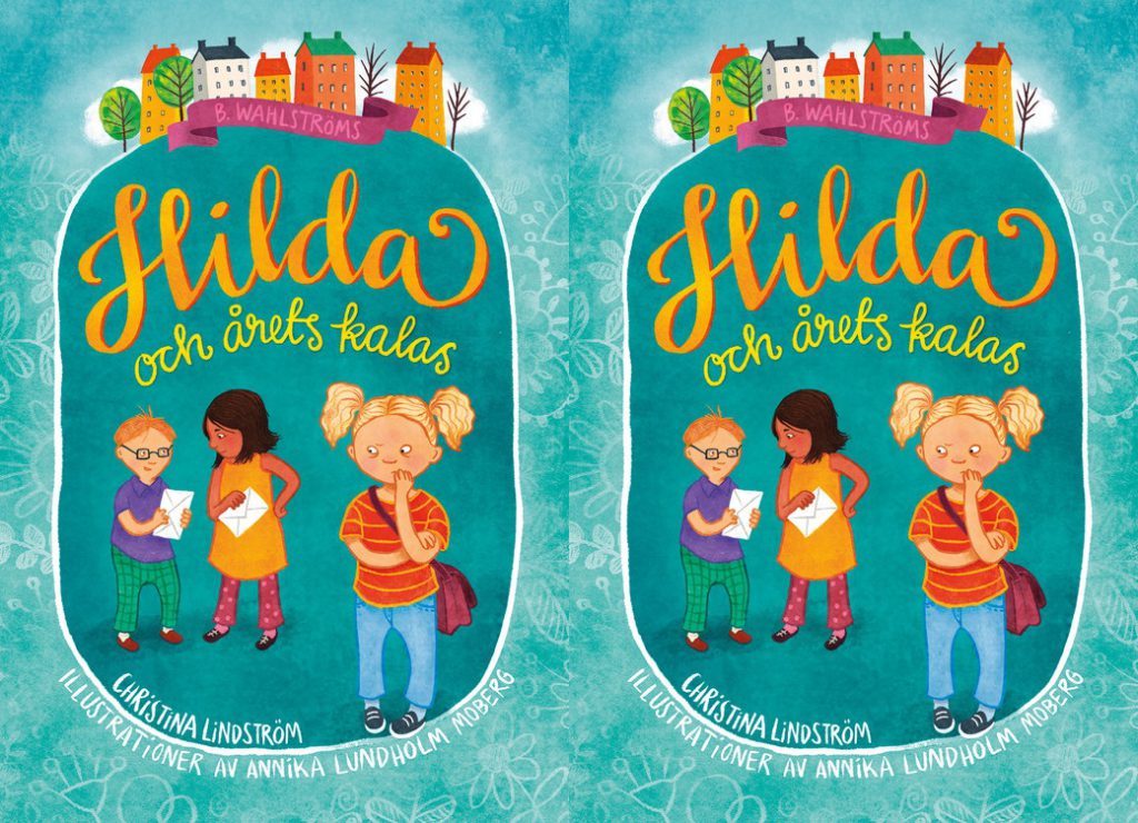 Hilda står med sina två kompisar. Men hon har inte en inbjudan i handen som hennes vänner.